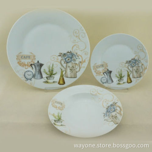 18-piece Porcelain Dinnerware Set, Cafe Design, Round Shape